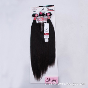 Ready Made Cheap 10A Brazilian Human Hair For Ladies, One Pack Solut Human 60g 60g 55g Straight Hair Bundles With Lace Closure